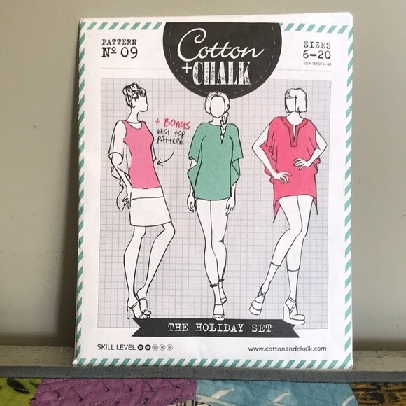 Cotton & Chalk Kimona Tops Sewing Pattern The Holiday Set sz 6-20 (US 4-18) NWT - Picture 1 of 8